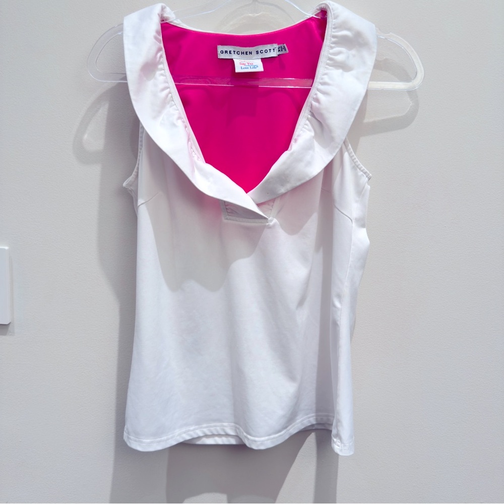Gretchen Scott Designs White Tank Top with Hot Pink Lining